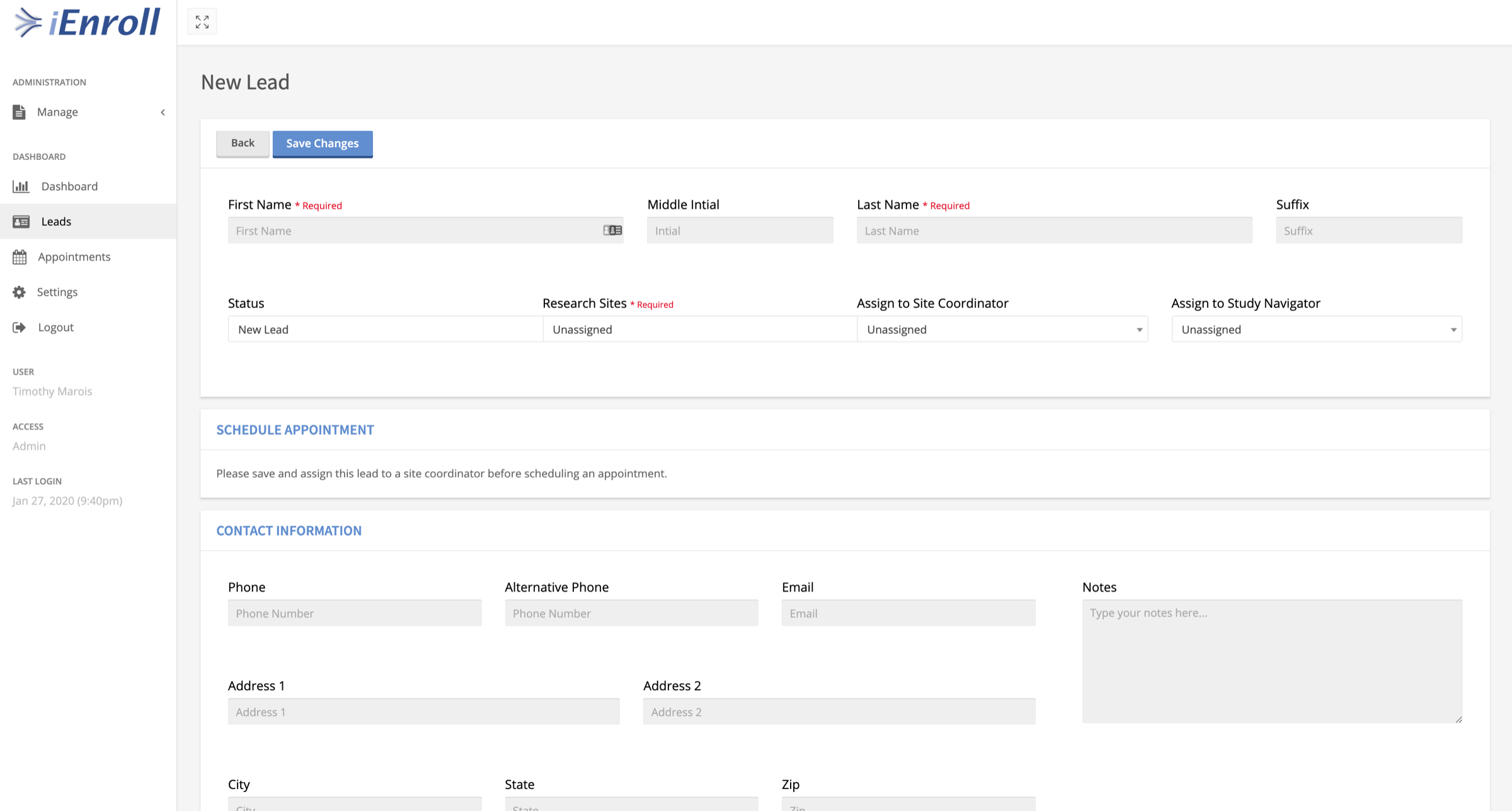 Clinical Trial Lead Platform
